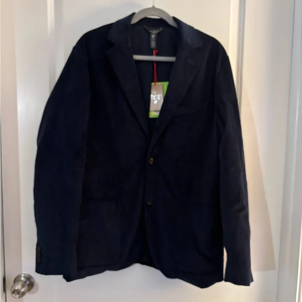 Mens Navy Velvet Blazer - Men's Classic Tailored Jacket NWT